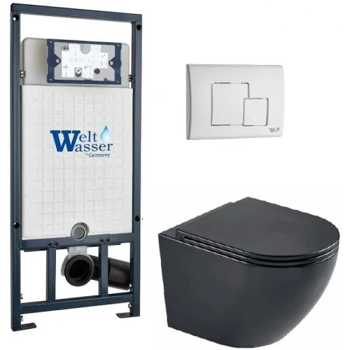 Комплект унитаза с инсталляцией WeltWasser MARBERG 507 + MERZBACH 043 MT-BL + MAR 507 SE GL-WT 10000011361 цвет Белый глянцевый с сиденьем Микролифт и клавишей смыва цвет Белый глянцевый