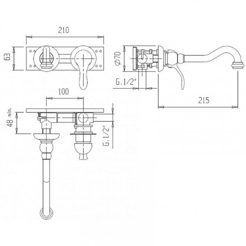 Смеситель для раковины Cezares Elite ELITE-BLS1-02-Bi Бронза латунь встраиваемый