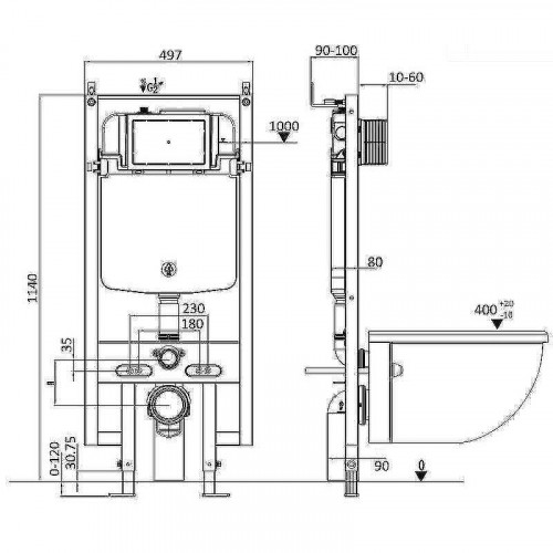 Комплект унитаза с инсталляцией WeltWasser AMBERG 497 ST + GELBACH 043 MT-WT + AMBERG RD-WT 10000011899 цвет Белый матовый с сиденьем Микролифт и клавишей смыва цвет Белый
