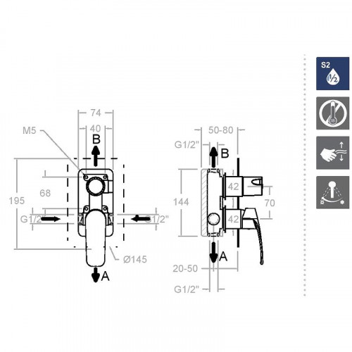 Смеситель для душа Ramonsoler New Fly 571502SNM Черный матовый