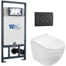 Комплект унитаза с инсталляцией WeltWasser MARBERG 507 + HEIMBACH 043 GL-WT + MAR 507 RD MT-BL 10000012165 цвет Белый глянцевый с сиденьем Микролифт и клавишей смыва цвет Черный матовый