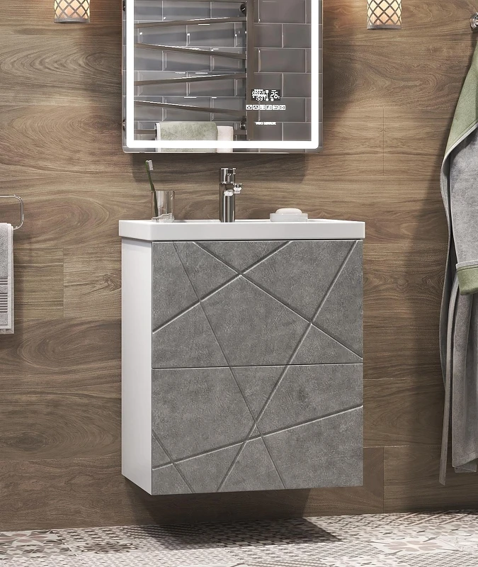 Тумба с раковиной Vigo Geometry 50 tn.bsf.GEO.FOS.50.2Y бетон-com цвет Бетон Белый