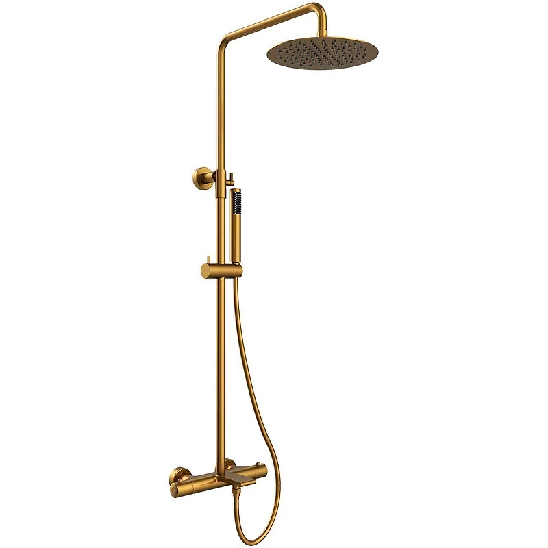 Душевая система Vincea Vogue VSFS-1V1TBG с термостатом Брашированное золото латунь на стену