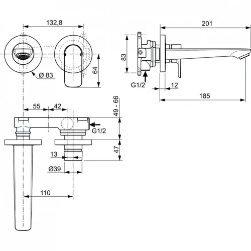 Смеситель для раковины Ideal Standard Connect Air A7029A5 цвет Magnetic Grey / Магнит