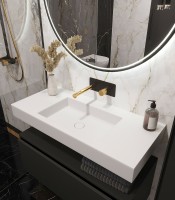 Раковина Boheme Armadi Art Flat 100 888-100 Белая матовая искусственный камень (литьевой мрамор) подвесная