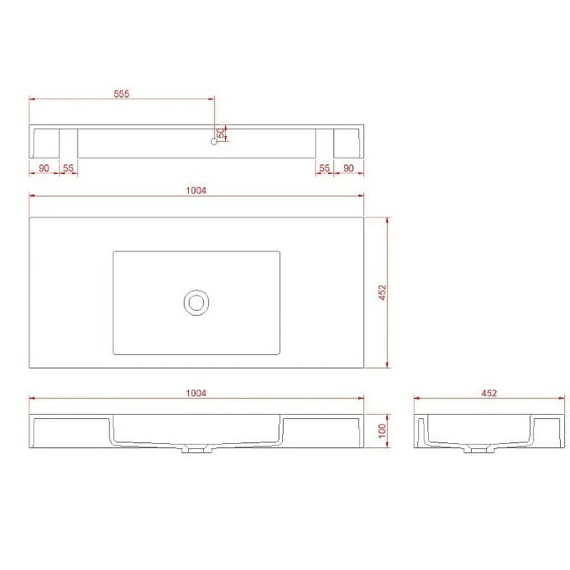 Раковина Boheme Armadi Art Flat 100 888-100 Белая матовая искусственный камень (литьевой мрамор) подвесная