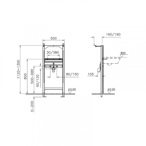Инсталляция Vitra 880-2800 для раковины Синяя нержавеющая сталь