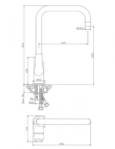 Смеситель для кухни Olive's Sevilla 20432SV Хром латунь