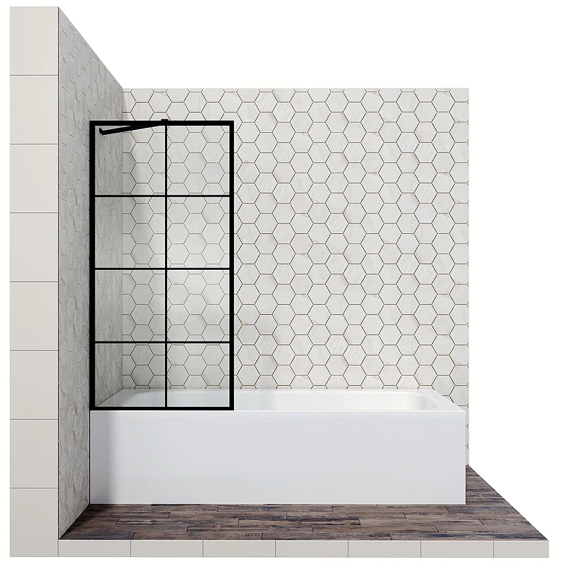 Шторка на ванну Ambassador Bath Screens 80х140 16041209 профиль Черный стекло прозрачное