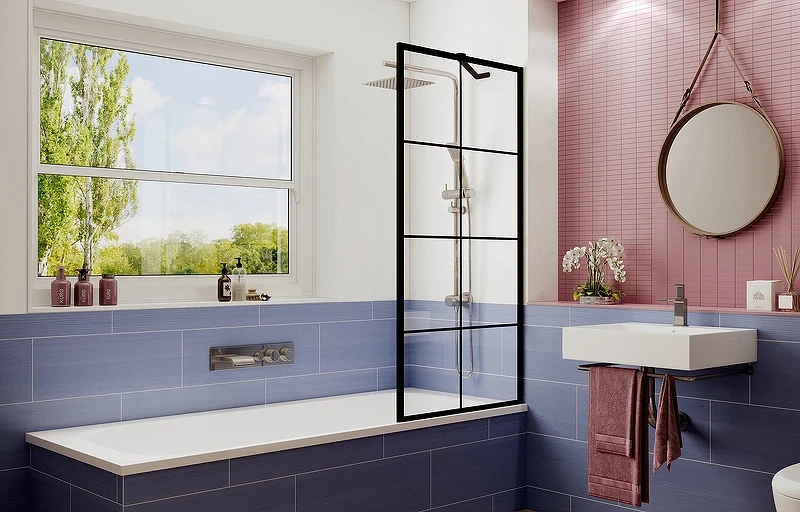 Шторка на ванну Ambassador Bath Screens 80х140 16041209 профиль Черный стекло прозрачное