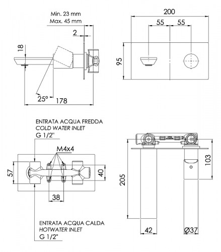 Смеситель для раковины Remer Edge EG515CFP цвет Черный брашированный хром
