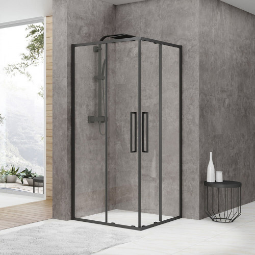 Душевой уголок Black&amp;White Stellar Wind S872 100х100 8721010 профиль Черный стекло прозрачное