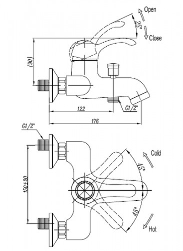 Смеситель для ванны Cezares Lira LIRA-M-VDM1-01 Хром латунь на стену