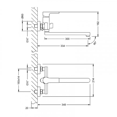 Смеситель для ванны Lemark Aura LM0651CH универсальный Хром латунь на стену