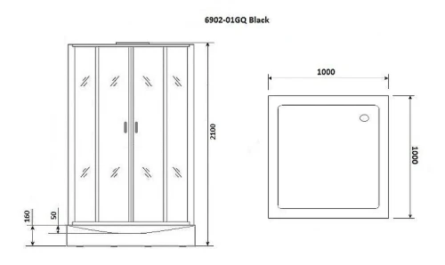 Душевая кабина Niagara Premium 100x100 NG-6902-01GQ Black с гидромассажем
