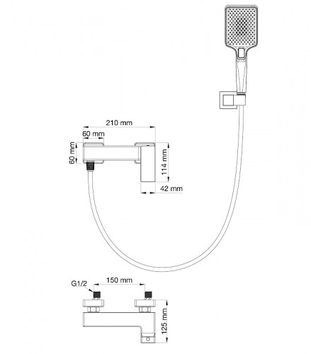 Смеситель для душа Wonzon &amp; Woghand Cube 2.0 WW-88048068-BGM цвет Темный графит