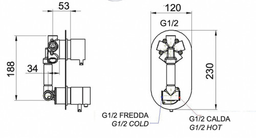 Смеситель для душа Remer Elegance NT95 с термостатом цвет Хром