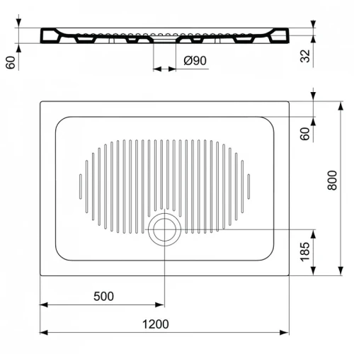 Керамический поддон для душа Ideal Standard Connect 120X80 T267901 цвет Euro White / Евробелый