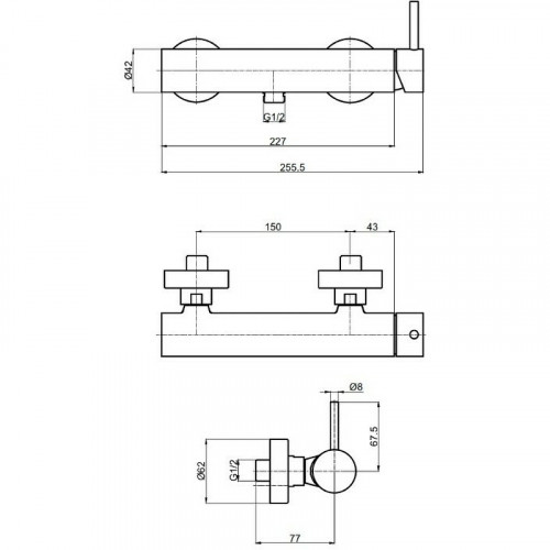 Смеситель для душа AQUAme Siena AQM6213BG Шлифованное золото латунь на стену