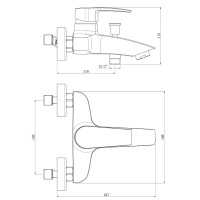 Смеситель для ванны Royce Pro RCM-120503CR Хром латунь на стену