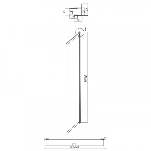 Душевая стенка Grossman Style 90 200.K33.05.90.10.02 профиль Хром стекло шиншилла