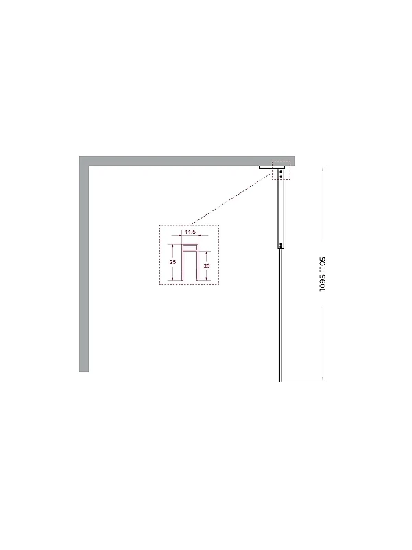 Душевая перегородка BelBagno Uno 110 UNO-L-1-TB-110-C-GM профиль Оружейная сталь стекло прозрачное