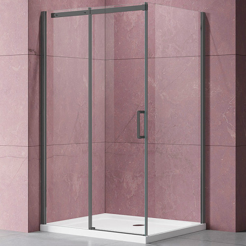 Душевой уголок Vincea Dice 130x80 VSR-4D8013CLGM профиль Вороненая сталь стекло прозрачное