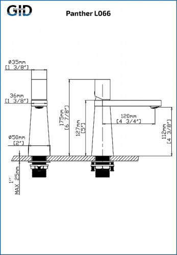 Смеситель для раковины Gid Panther L066GMK цвет Вороненая сталь