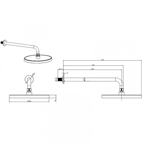 Верхний душ Aquatek AQ2080CR Хром пластик на стену