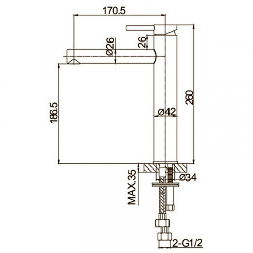 Смеситель для раковины Caprigo Don 53-023-NER Черный матовый латунь