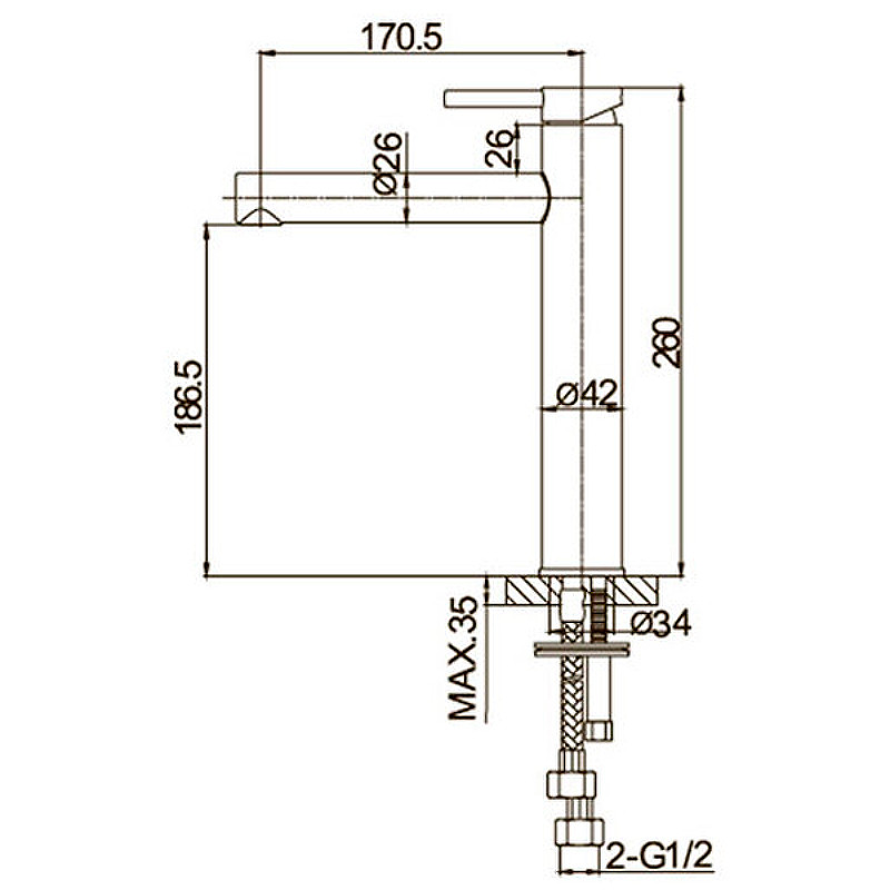 Смеситель для раковины Caprigo Don 53-023-NER Черный матовый латунь