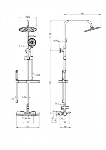 Душевая система Wonzon &amp; Woghand WW-C3017-A1-BG с термостатом цвет Брашированное золото