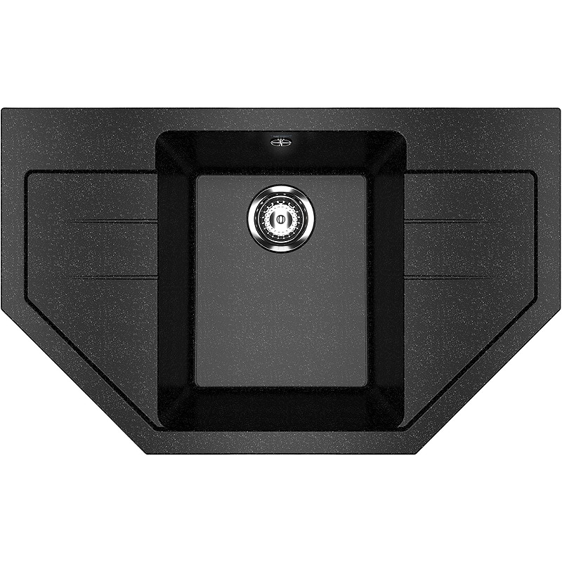 Кухонная мойка Ulgran Classic U-609-308 Черная искусственный камень (литьевой мрамор) встраиваемый