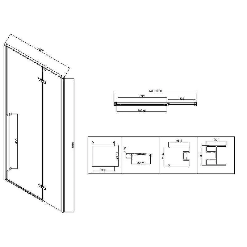 Душевой уголок Vincea Slim-N 100x90 VSR-5SN9010CL профиль Хром стекло прозрачное