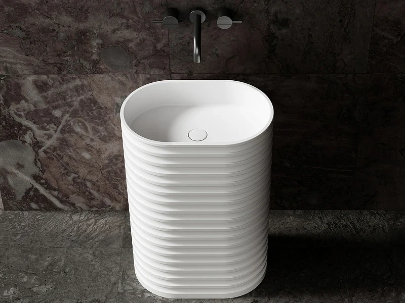 Раковина Abber Stein 58 AS2550 Белая матовая искусственный камень (литьевой мрамор) напольный