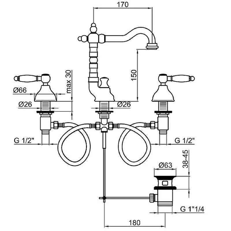 Смеситель для раковины Webert Dorian DO750202065 Бронза