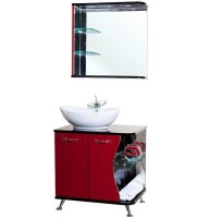Зеркало Bellezza Рио 70 L 4613611062211 с подсветкой Черное Красное МДФ / ЛДСП, стекло