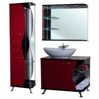 Зеркало Bellezza Рио 70 L 4613611062211 с подсветкой Черное Красное МДФ / ЛДСП, стекло