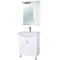 Зеркало со шкафом Bellezza Элеганс 55 R 4618608521016 с подсветкой Белое МДФ / ЛДСП, стекло