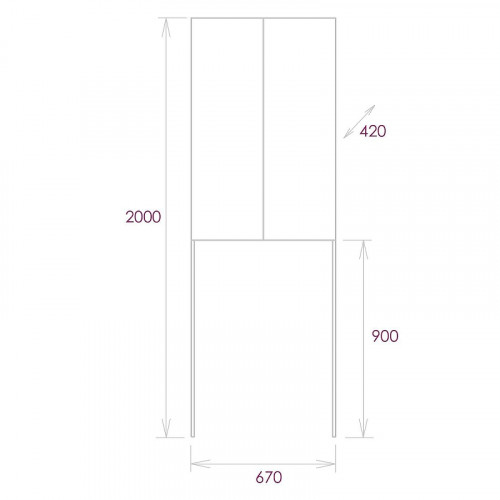 Шкаф пенал Onika Милтон 67 306702 над стиральной машиной цвет Белый