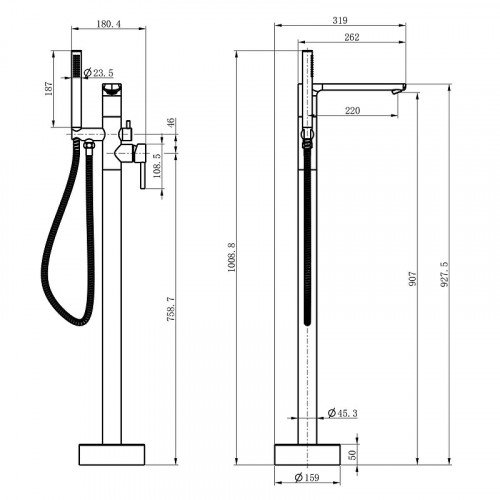 Смеситель для ванны Azario Rimini AZ-K3110GR цвет Графит