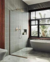 Душевая перегородка Maybah Glass MGD-677-2у 1090х1950 в узком профиле Бронза стекло прозрачное