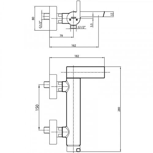 Смеситель для ванны E.C.A. Icon 102102478HEX Хром латунь на стену