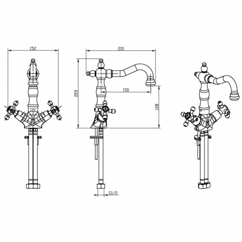 Смеситель для раковины Boheme Flora 312-FL Бронза латунь