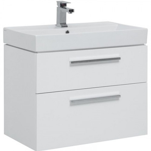 Тумба под раковину Aquanet Nova 75 242262 подвесная Белый глянец МДФ / ЛДСП