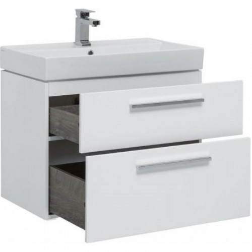 Тумба под раковину Aquanet Nova 75 242262 подвесная Белый глянец МДФ / ЛДСП