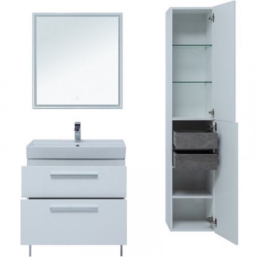 Тумба под раковину Aquanet Nova 75 242262 подвесная Белый глянец МДФ / ЛДСП