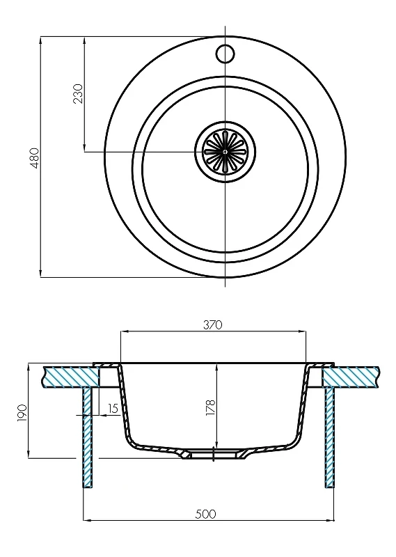 Кухонная мойка Aquaton Иверия 48 1A711032IV250 Серый шелк искусственный камень (литьевой мрамор) встраиваемый