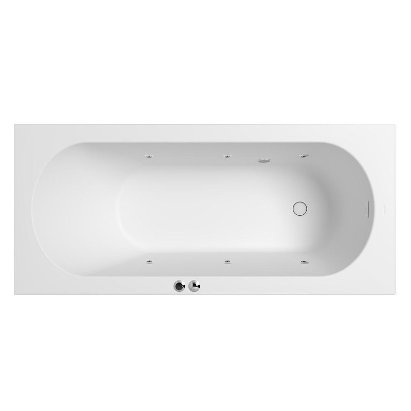 Ванна из искусственного камня Whitecross Gin 180x80 0217.180080.200.SOFT.CR цвет Белый матовый с гидромассажем форсунки Хром