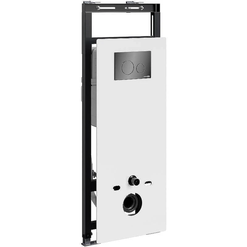 Инсталляция WasserKRAFT Salm 27TLT.010.ME.WH.PB02 для унитаза Белое стекло с клавишей смыва Черный глянец
